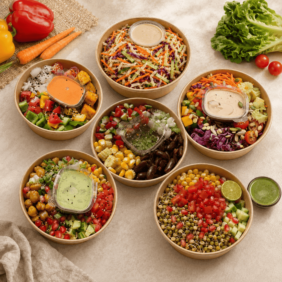 Fresh healthy salad bowl with quinoa, chickpeas, avocado and vegetables